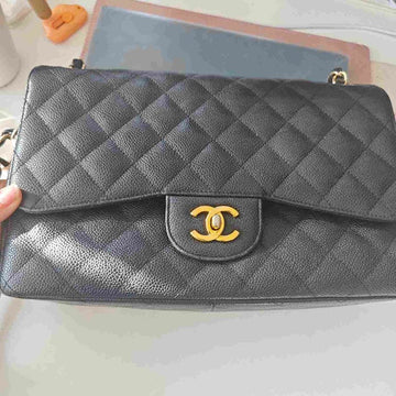Top Quality Chanel CF Jumbo Bag Black Quilted Leather Shoulder Bag