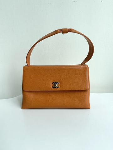 Chanel  Kelly Tan Leather Top Handle Bag