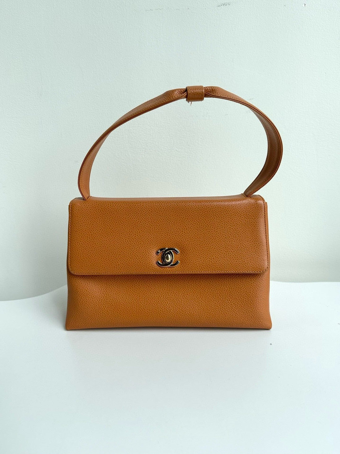 Chanel  Kelly Tan Leather Top Handle Bag