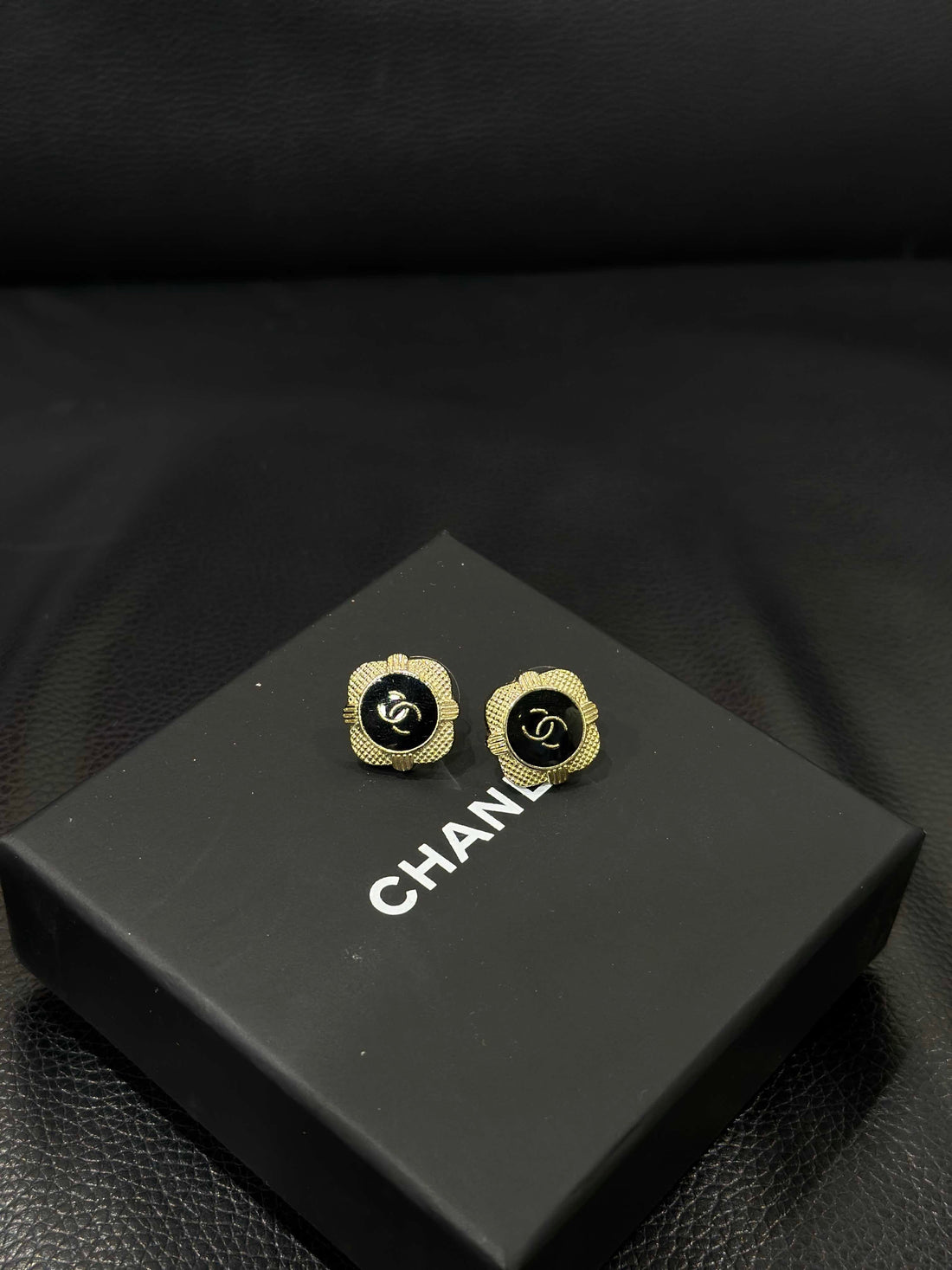 Top Quality Chanel Gold Black Statement Earrings