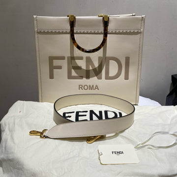 Fendi Medium White Tote Bag -  Designer Handbag