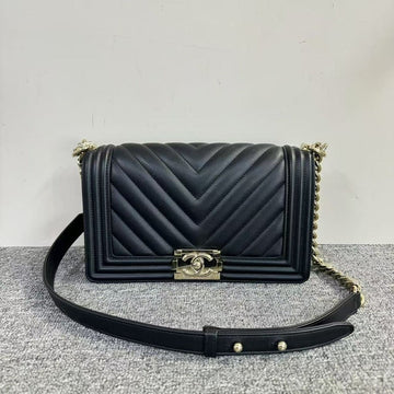 Chanel Leboy Bag Black Chevron Quilted Crossbody