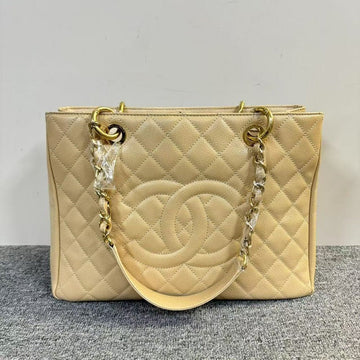 Chanel GST Beige Caviar Leather Tote Bag