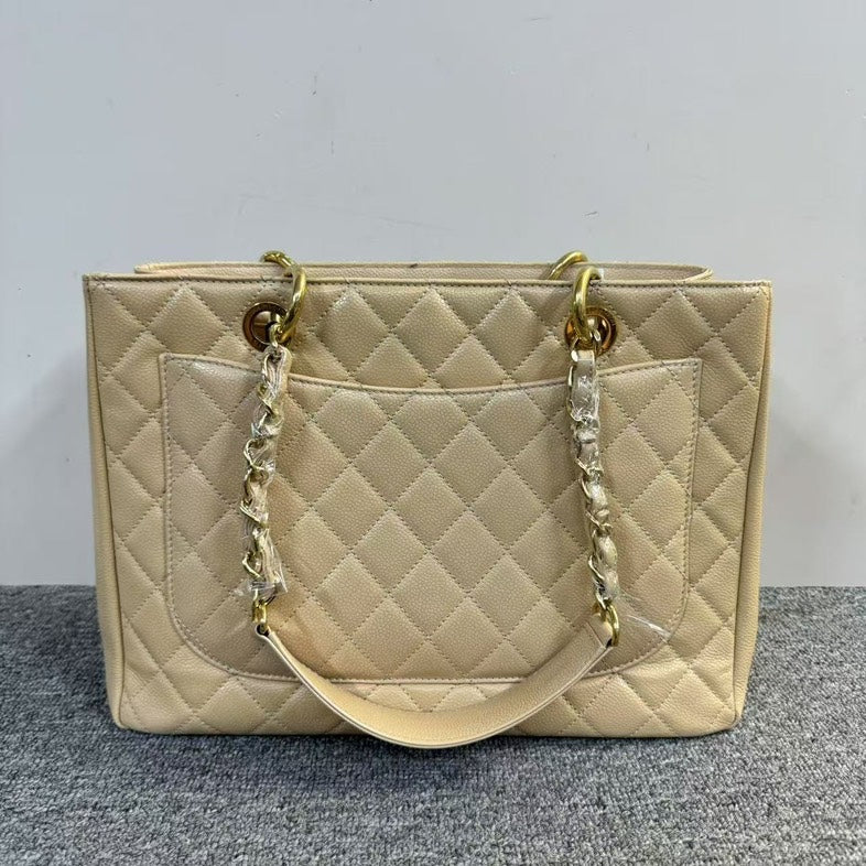 Chanel GST Beige Caviar Leather Tote Bag