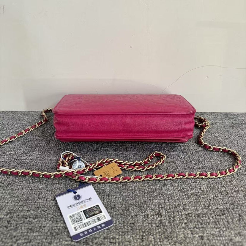 Chanel Wallet On Chain WOC MY2-9 Pink Leather Crossbody Bag