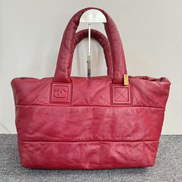Chanel Quilted Red Leather Tote Bag