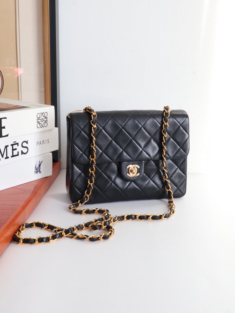 Chanel CF Small Black Leather Chain Shoulder Bag -  #4SanEE