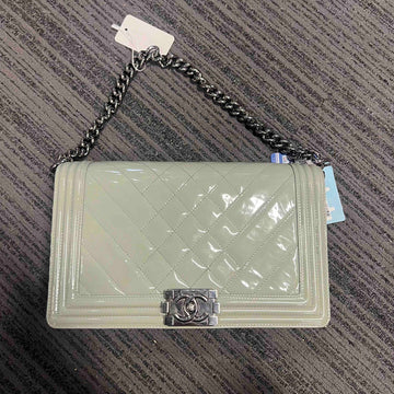 Chanel Le Boy Shoulder Bag Grey  Leather