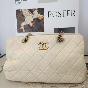 Chanel  Quilted Beige Tote Bag