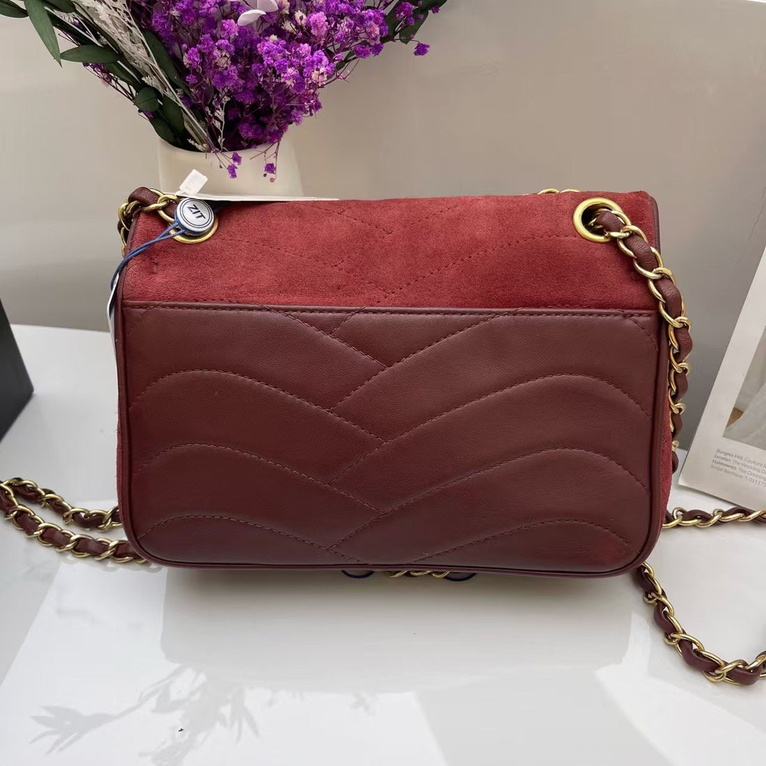 Chanel Classic Flap Red Suede Shoulder Bag