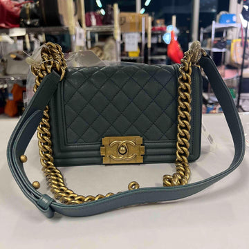 Chanel Le Boy Calfskin Shoulder Bag in Teal