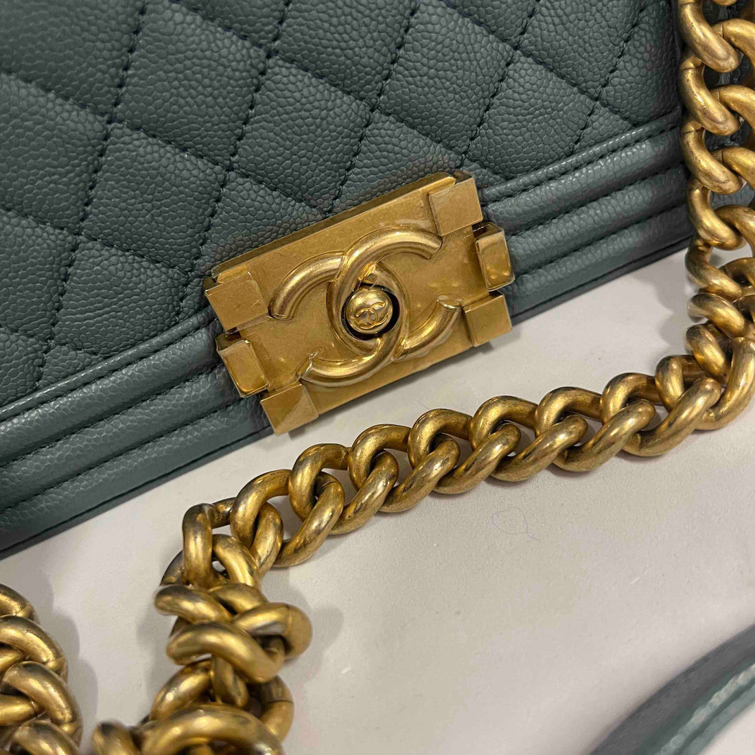 Chanel Le Boy Calfskin Shoulder Bag in Teal