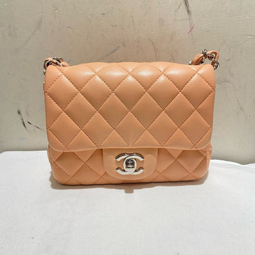 Chanel Classic Flap Pink Leather Shoulder Bag with  Card