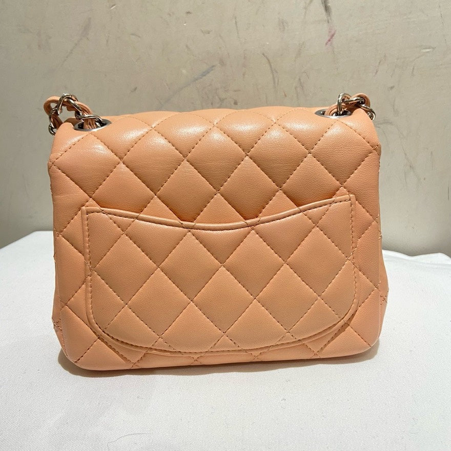 Chanel Classic Flap Pink Leather Shoulder Bag with  Card