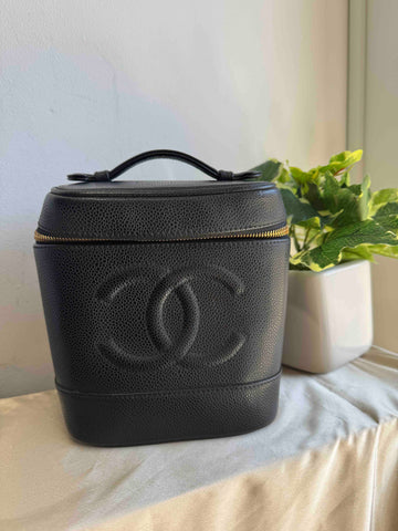 Chanel Van Bag Black Leather Top Handle Bag