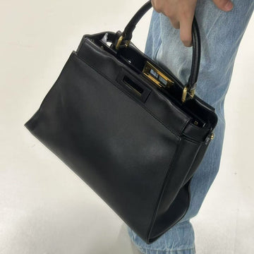 Fendi Black Leather  Shoulder Bag with Strap