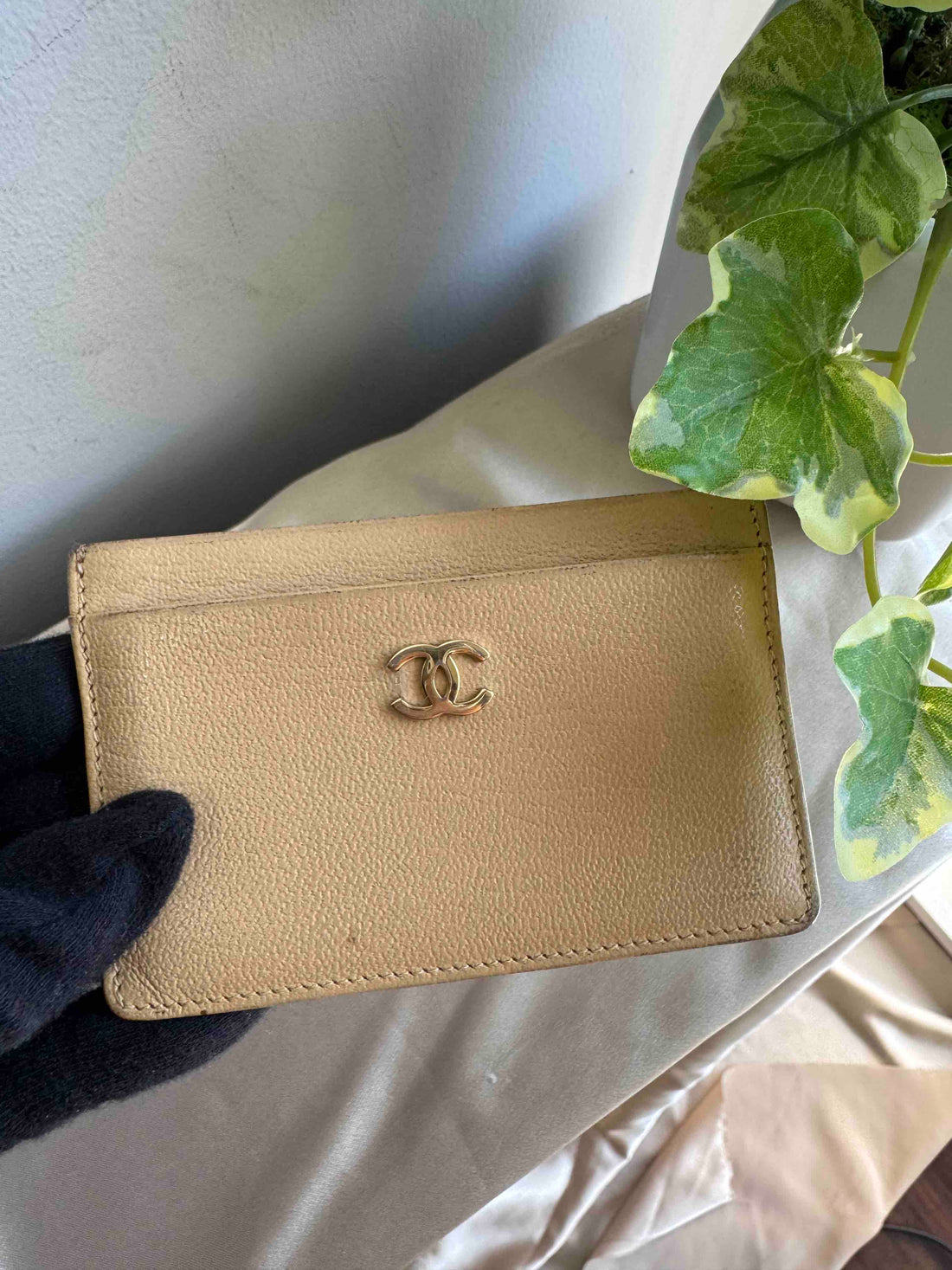 Chanel Gold Leather Card Case