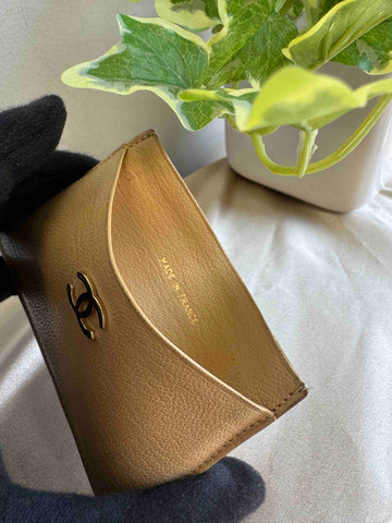 Chanel Gold Leather Card Case