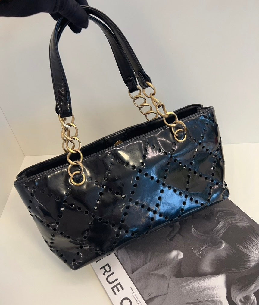 Chanel Timeless Black  Perforated Leather Tote Bag
