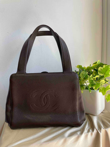 Chanel CC Logo Tote Brown Leather Tote Bag