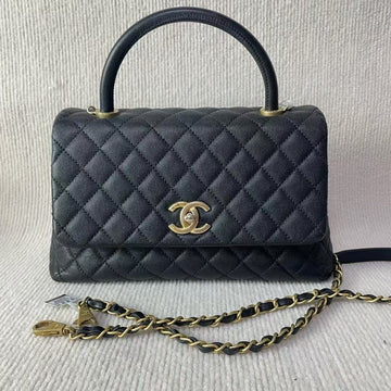 Chanel Coco Handle Bag H5012502 Black Quilted Leather Top Handle Bag