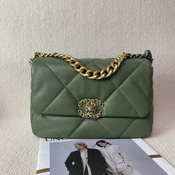 Chanel 19 Bag 5020901 Olive Leather Quilted Shoulder Bag