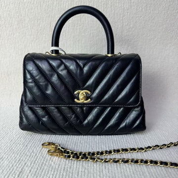 Chanel Coco Handle Bag H5022502 Black Quilted Leather Top Handle Bag