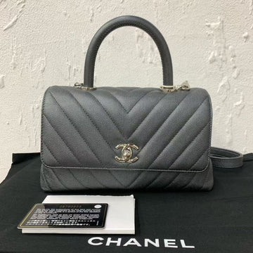 Chanel Coco Handle Bag Gray Leather Top Handle Bag 4050702