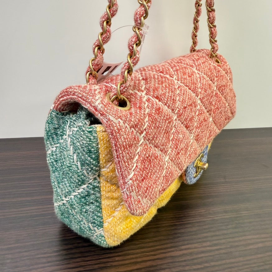 Chanel Multicolor Fabric Medium Single Flap Bag LB109750