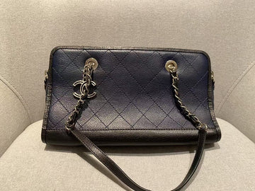 Chanel Timeless Quilted Navy Leather Shoulder Bag