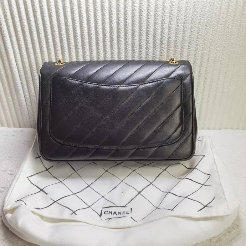 Chanel Classic Flap Bag Black Leather Shoulder Bag