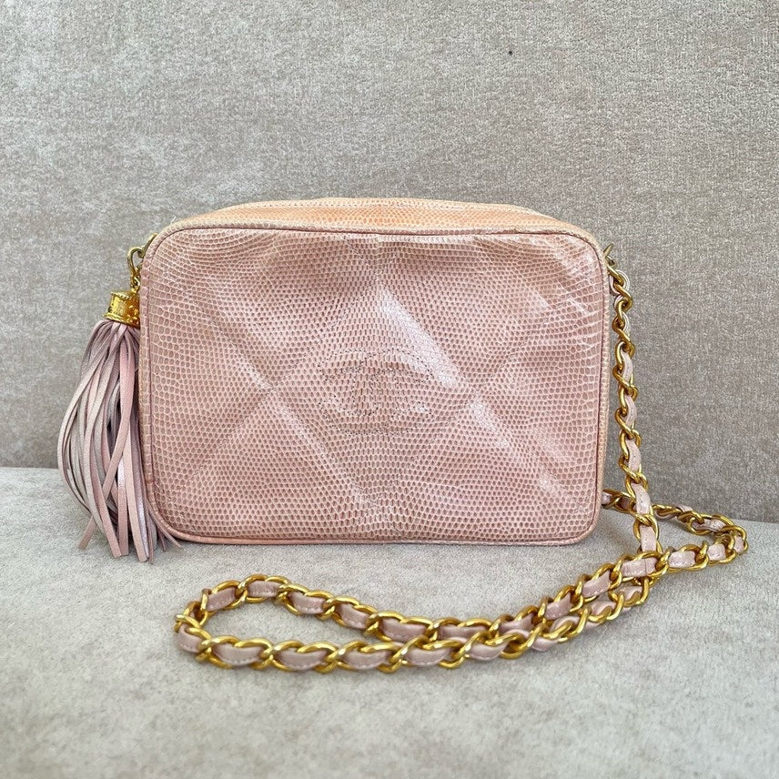 Chanel Camera Bag in Blush Pink Exotic Leather Crossbody Bag