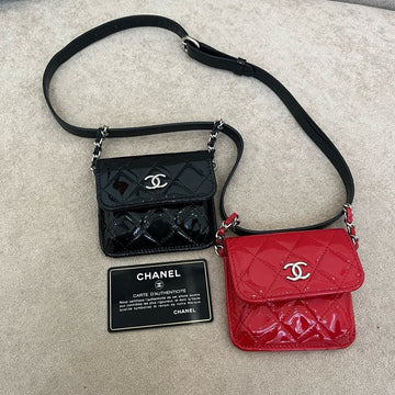 Chanel Mini Crossbody Bag Black Red  Leather