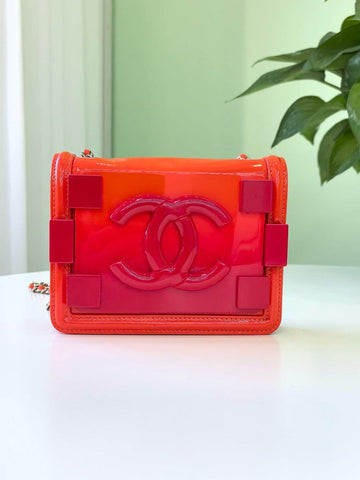 Chanel Plexiglass Small Shoulder Bag Orange and Pink