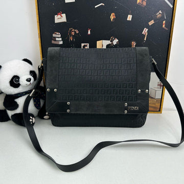 Fendi Men’s Black Canvas and Leather Messenger Bag - Designer Bag