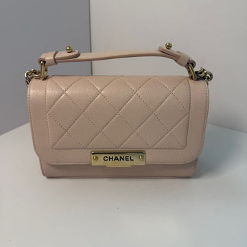 Chanel  Flap Bag with Handle in Beige Leather ? Top Handle Bag