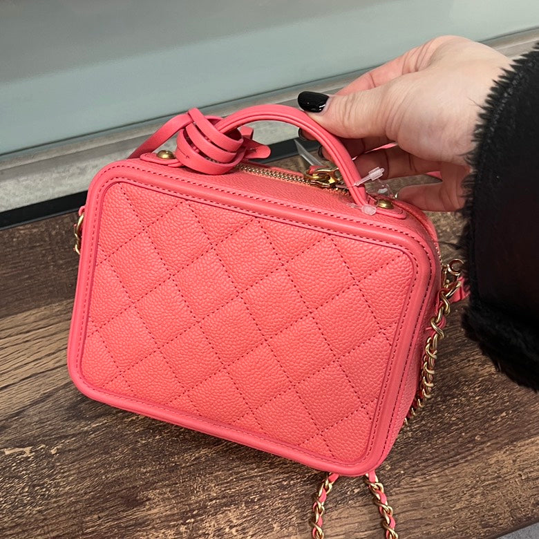 Chanel Pink Leather Chain Shoulder Bag