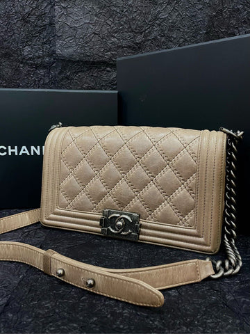 Chanel  Limited Design LeBoy Medium Flap Bag Beige Shoulder Bag