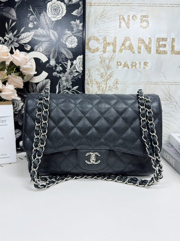 Chanel  Jumbo Caviar Black Shoulder Bag