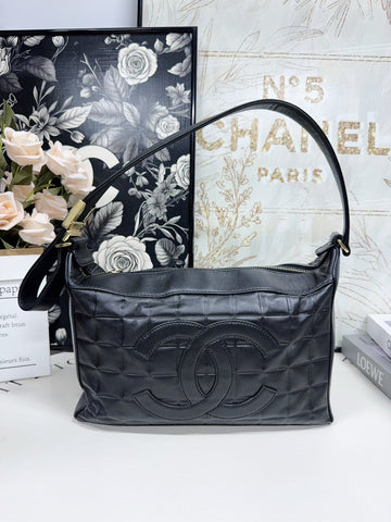Chanel Quilted Shoulder Bag in Black Leather