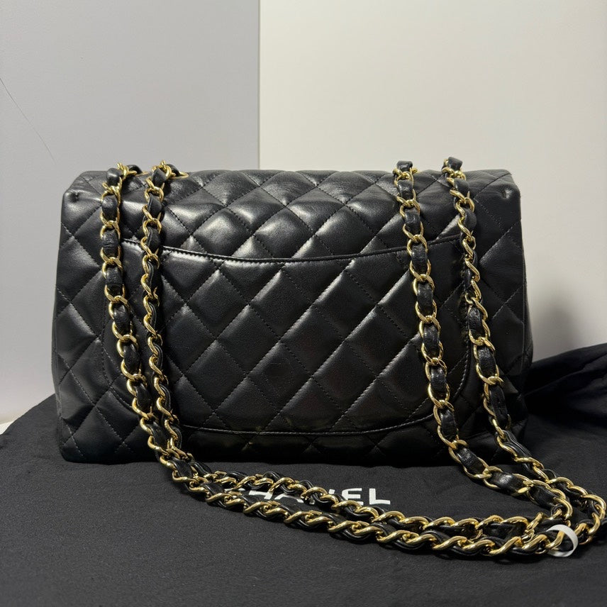 Chanel Jumbo Lambskin Single Flap Black Shoulder Bag