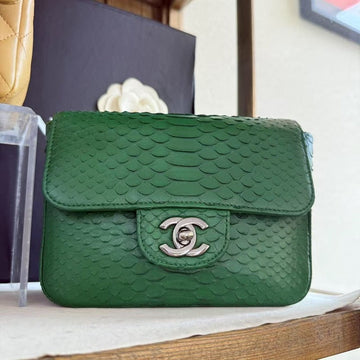Chanel Flap Bag Green Exotic Leather Shoulder Bag