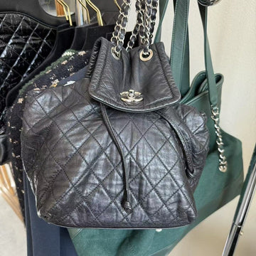 Chanel  Quilted Black Leather Backpack
