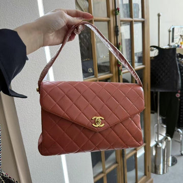 Chanel Shoulder Bag Red Quilted Leather