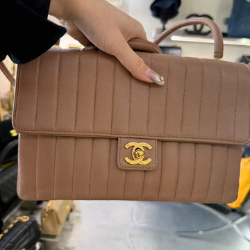 Chanel Classic Flap Bag Beige Leather Shoulder Bag