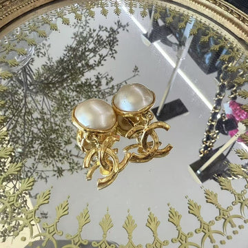 Chanel Statement Gold Ivory Earrings OS