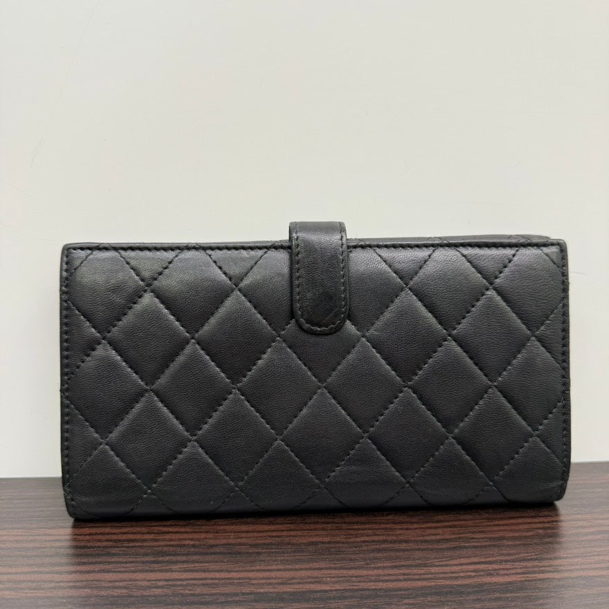 Chanel Lambskin Quilted Black Long Wallet LB107984