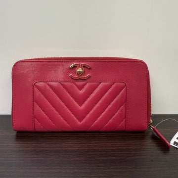 Chanel Calfskin Zippy Long Wallet N423457 Red Wallet