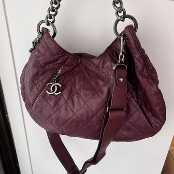 Chanel Burgundy Leather 2way Chain Shoulder Bag AF668