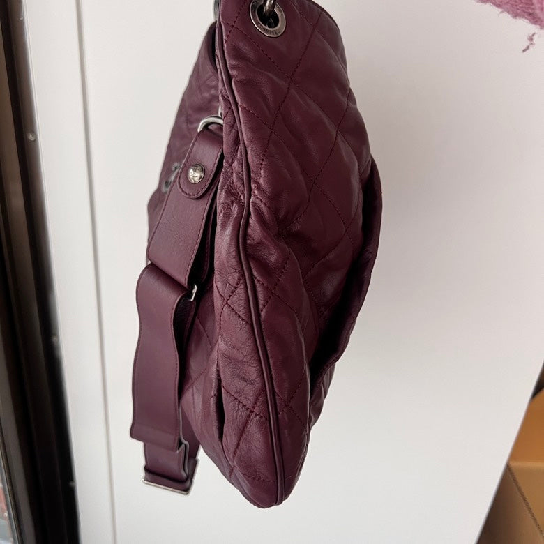 Chanel Burgundy Leather 2way Chain Shoulder Bag AF668